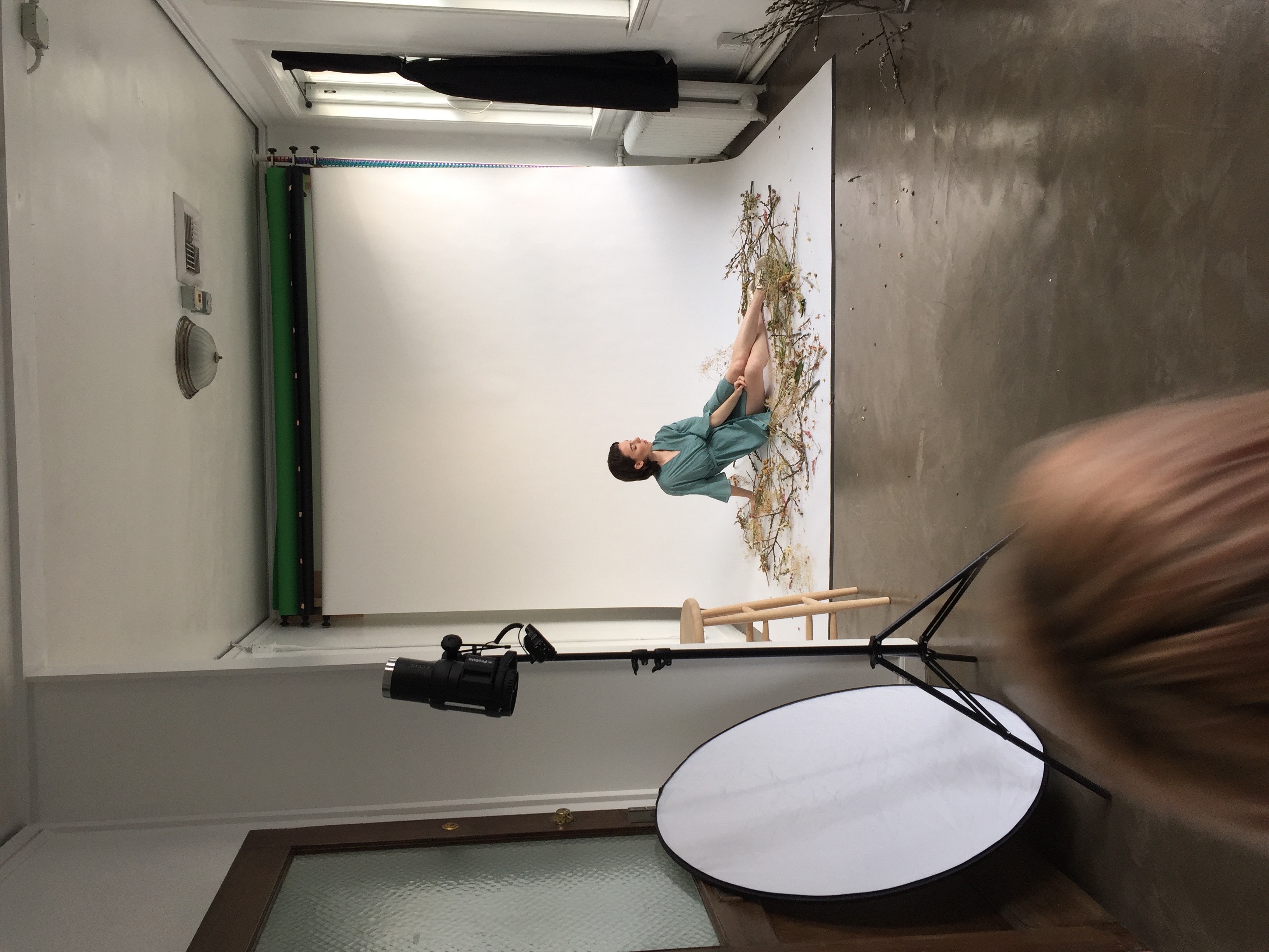 Teal dress behind the scenes